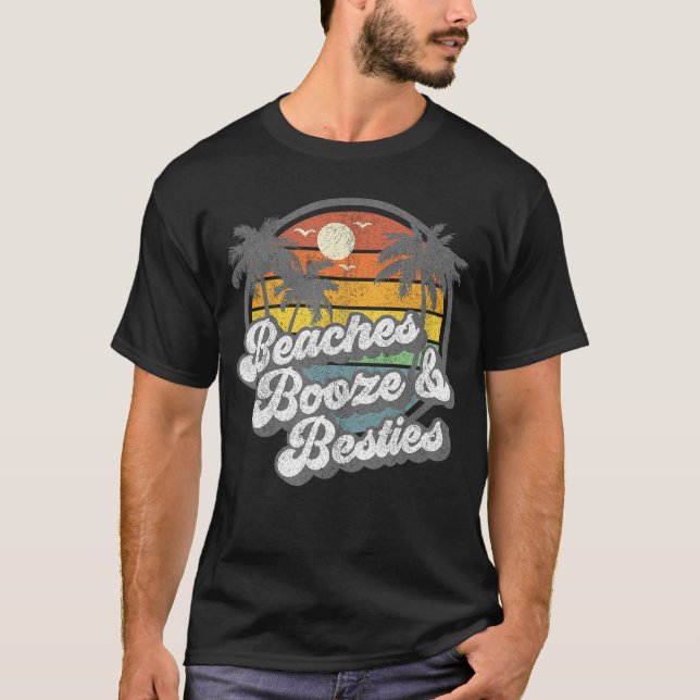 Sprit och Besties Funny Retro 70s Beach Wo T Shirt (Framsida)