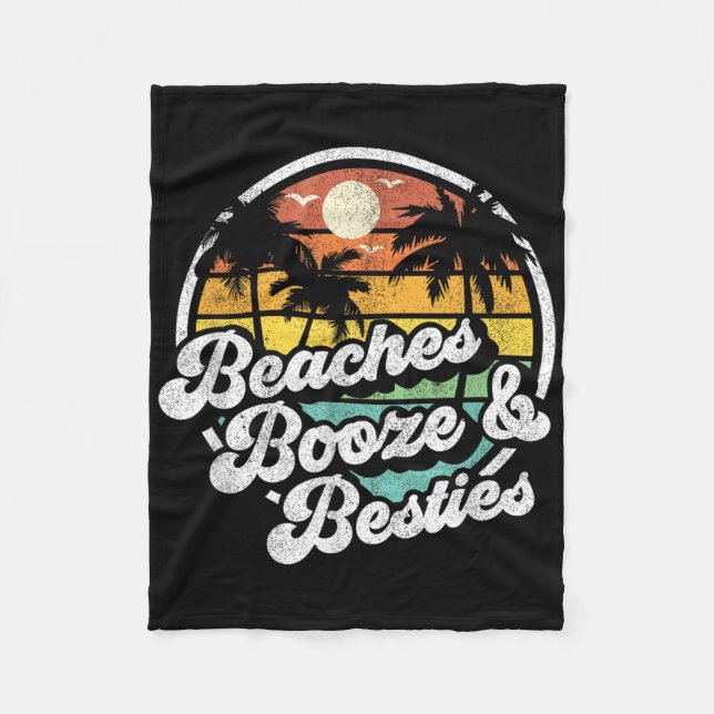 Sprit och Besties vid 70:s strand (Beach Wo) Fleecefilt (Framsidan)