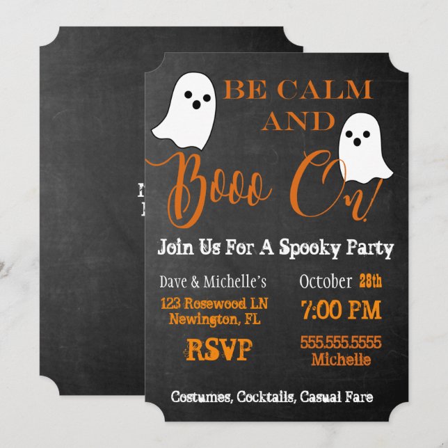 Sprit och Boos Halloween Boo på Cocktail Party Inbjudningar (Fram/baksida)