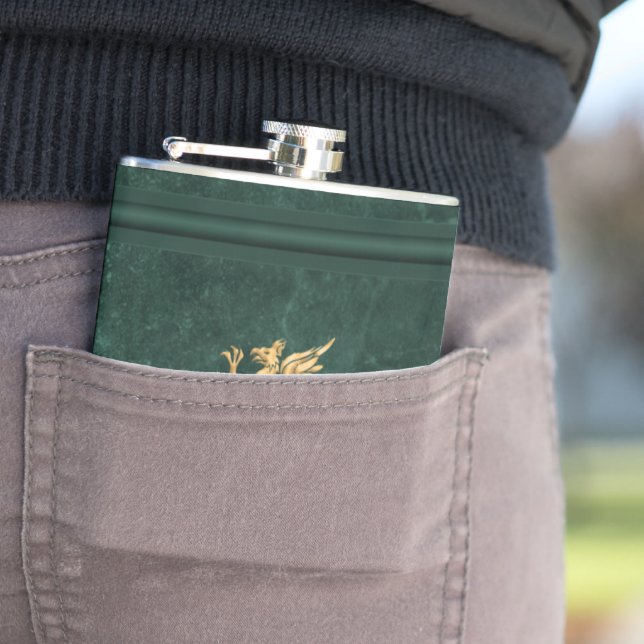 Sprit och dryckesburkar - Grönt och Guld Fickplunta (In Situ)