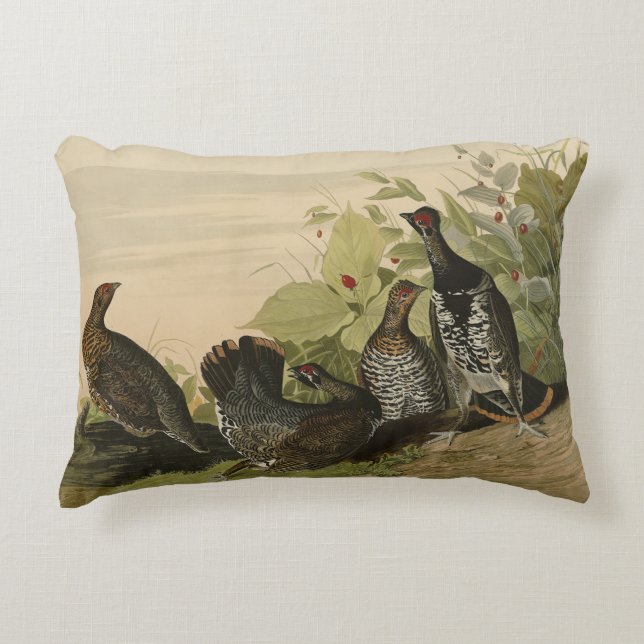 Sprit (Spruce) Grouse Audubon's Birds of America Prydnadskudde (Framsidan)