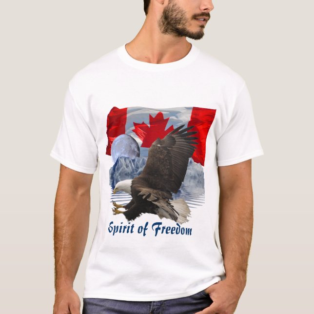SPRITT FRIHET Örn, Måne och bergsverk Tee Shirt (Framsida)