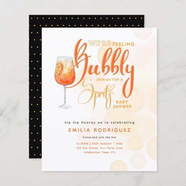 Spritz Baby Shower Boy eller Girl Black Orange (Fram/baksida)