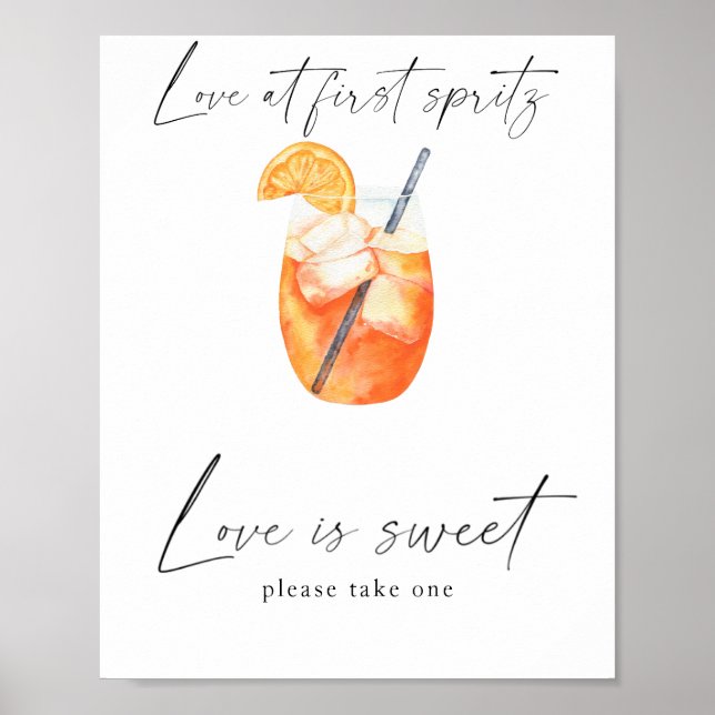 Spritz bröllopsdusch - kärlek är sött ta en godis  poster (Framsidan)