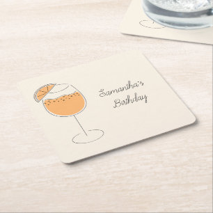 Spritz Bubbly Cocktail Födelsedagsfest Underlägg Papper Kvadrat