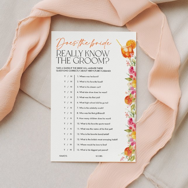 Spritz Citrus Bridal Shower Games Bride Know Groom (Does the Bride really know the groom? First spritz Bridal Shower Game )