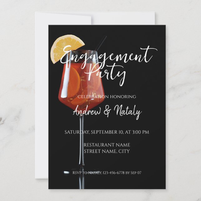 Spritz cocktail på svart inbjudningar (Framsida)
