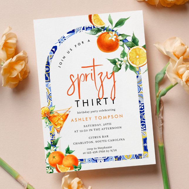Spritz Mediterranean Boho Arch Tretty Birthday Inbjudningar (Skapare uppladdad)