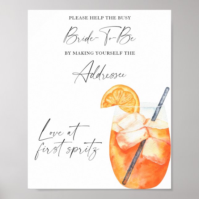 Spritz möhippa - hjälp den upptagna bruden Adress Poster (Framsidan)