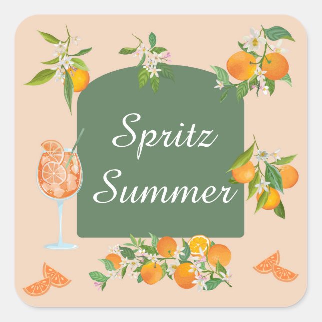 Spritz Sommarfödelsedag Fyrkantigt Klistermärke (Framsida)