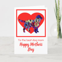 Sprocker Silhouette Hund Red Heart Mors dag Card