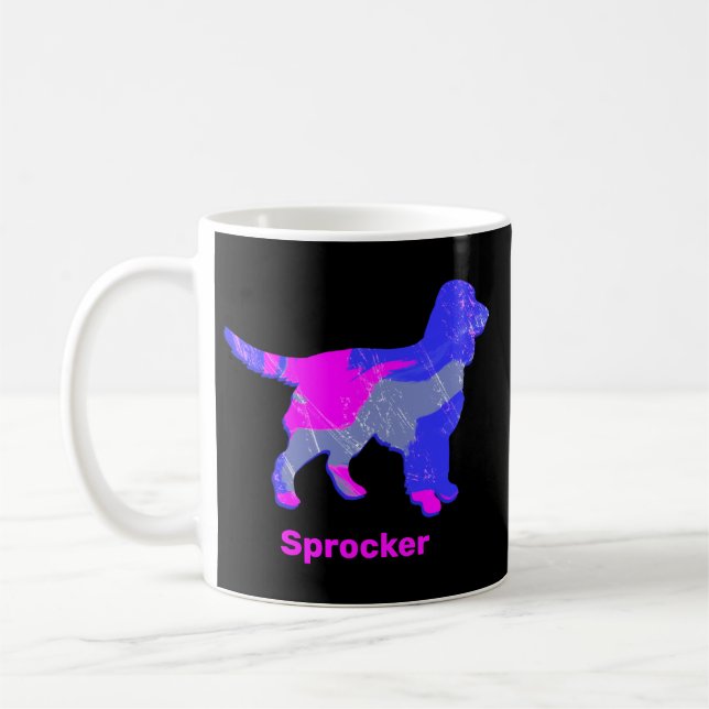 Sprocker Spain Hund Silhouette Shock rosa Black Kaffemugg (Vänster)