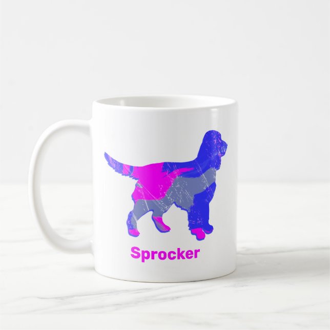 Sprocker Spain Hund Silhouette Shock rosa White Kaffemugg (Vänster)