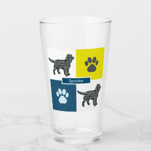 Sprocker Spain Hund Silhouette & Tass Y&B Grid Glaskopp