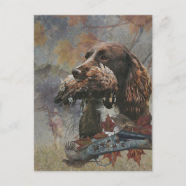 Sprocker Spaniel, jakt hund konst Helg Vykort