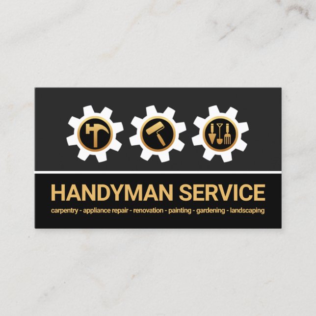Sprocket Handyman Verktyg Icons Builder Visitkort (Framsida)