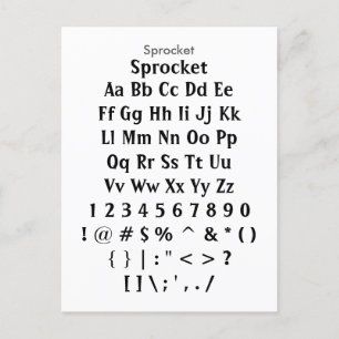 Sprocket - Zazzle Font Sampler Lakan Vykort