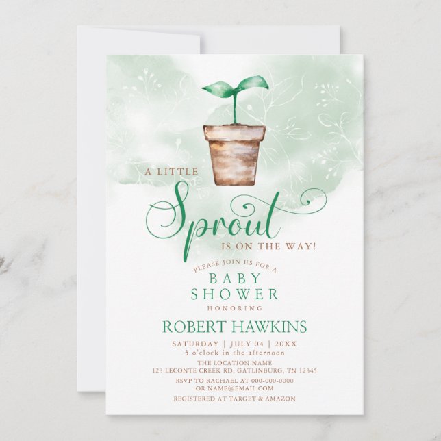 Sprout är på Way Garden Baby Shower Inbjudningar (Framsida)