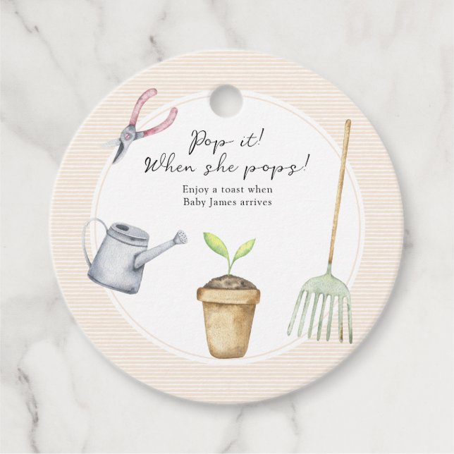 Sprout Baby Shower Pop! När hon pockar Gåvor Etiketter (Framsida)