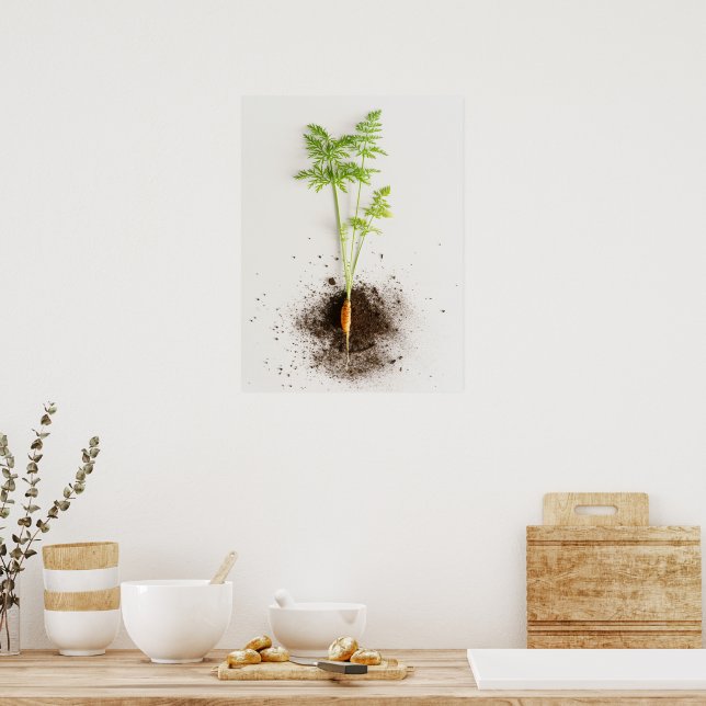 Sprout Carrot Minimalist Botanical photo Poster (Kök)