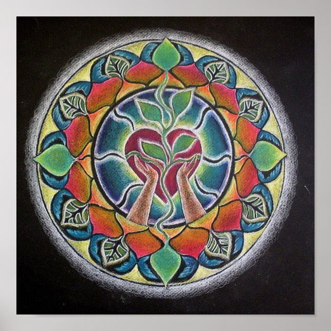 Sprouting Heart Mandala Poster (Framsidan)