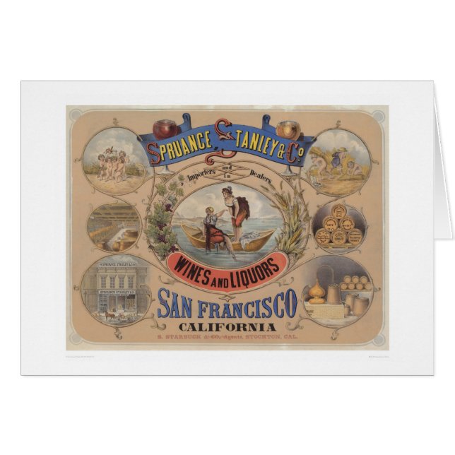 Spruance Stanley & Co., viner & starkspritar, SF Hälsningskort (Framsidan Horizontal)