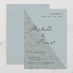 Spruce blue grått marble elegant modern bröllop inbjudningar