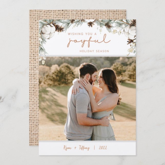 Spruce & Gräs Cones Glatta julkort för Helgdag Inbjudningar (Fram/baksida)