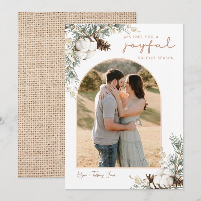 Spruce & Gräs Cones julkort med Arch Photo Inbjudningar (Fram/baksida)