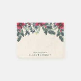 Spruce Greenery Red Poinsettia jul Post-it Block