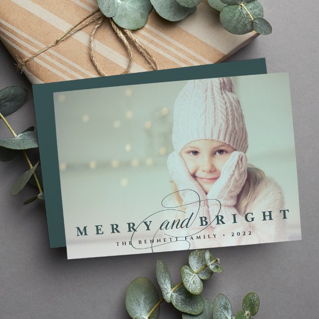 Spruce | Merry & Bright Photo Julkort (Skapare uppladdad)