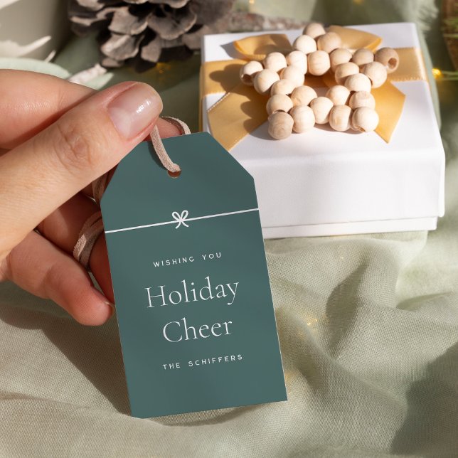 Spruce | Modern Bow Simple Minimal Helgdag Cheer Presentetikett (Skapare uppladdad)