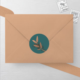 Spruce och Bronze Fall Löv Bröllop Round Sticker Runt Klistermärke