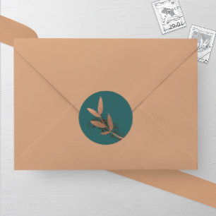 Spruce och Bronze Fall Löv Bröllop Round Sticker Runt Klistermärke