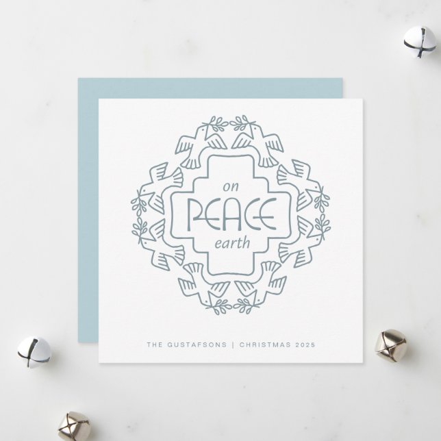 Spruce Peace Dove Wreath Julkort (Fram/Back In Situ)