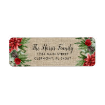 Spruce Pinecone och Poinsettia på Burlap