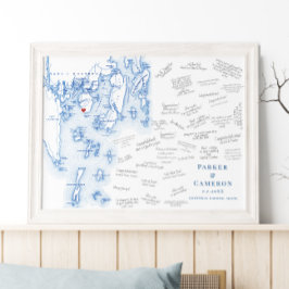 Spruce Point Inn Bröllop Blue Guest Bok Poster