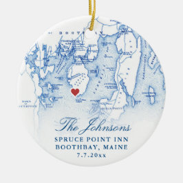 Spruce Point Inn Maine Newlyren Första jul Julgransprydnad Keramik
