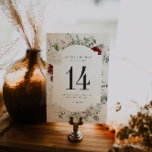 Spruce & Snöre | Vinterkort för Bordsnummer Blommi<br><div class="desc">Lägg till en elegant vid vinterns bröllopsmottagning med den här Spruce & Snöre | Vinterkort för Bordsnummer av Blommigt. Det här kortet har en fantastisk arrangemang av säsong grey, delikat snöre inslag och burgiga blommigtar, och gör att vinterns magi kommer in i din evenemangsdekoration. Det här anpassadet är både snyggt...</div>