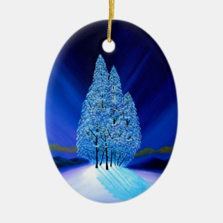 Spruce trädblåttjul sju julgransprydnad keramik
