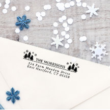 Spruces Snöflingor Rustic Namn & Returadress