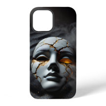 Sprucken Porslinsmask Dark Luxury iPhone 12 Fodral