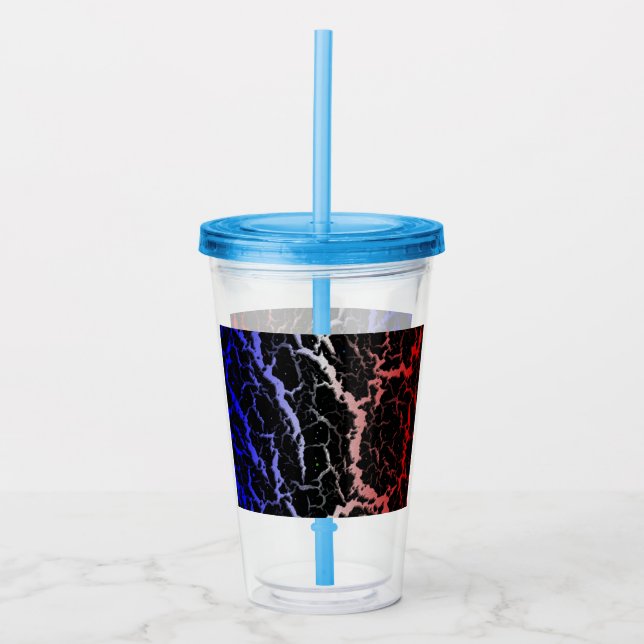 Sprucken rymdlava - Blå/Vit/Röd Take Away Mugg (Framsida)