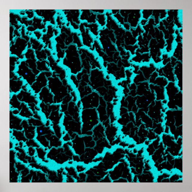 Sprucken rymdlava - Cyan Poster (Framsidan)