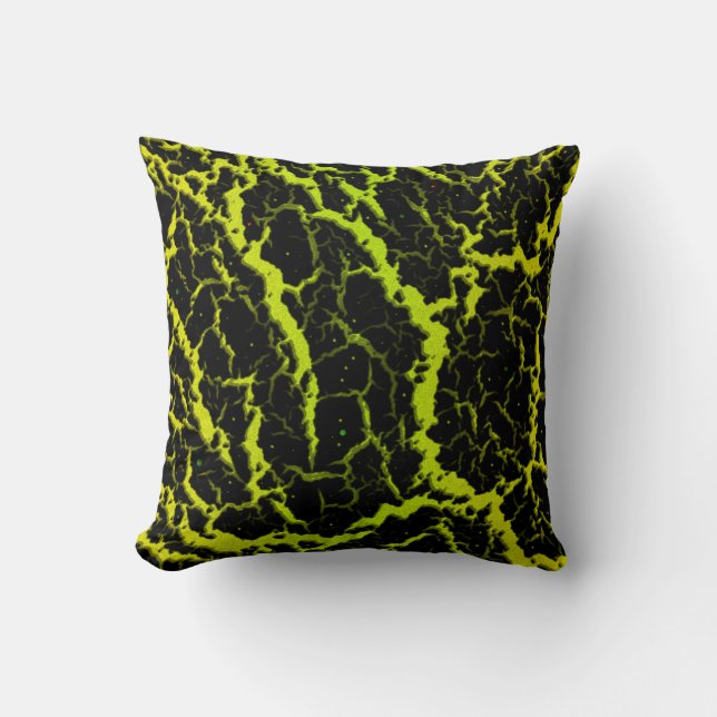 Sprucken rymdlava - Gul/Lime Kudde (Framsida)