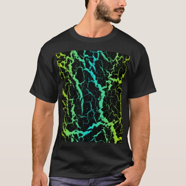 Sprucken rymdlava - Lime/Cyan T Shirt (Framsida)
