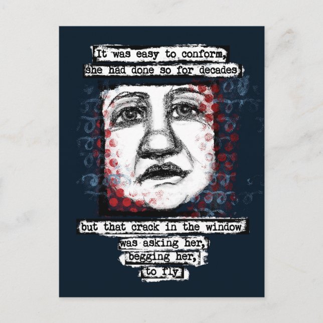 Sprung i fönstret vykort (Framsida)