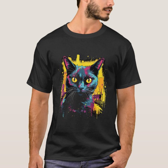 Sprut av kattkylhet Katt ritning gatukonst T Shirt (Framsida)