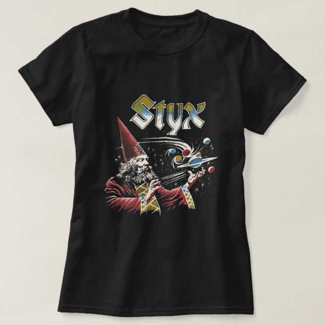 SPRUTA-ikoner för återgång till band i STYX 70s T Shirt (Design framsida)