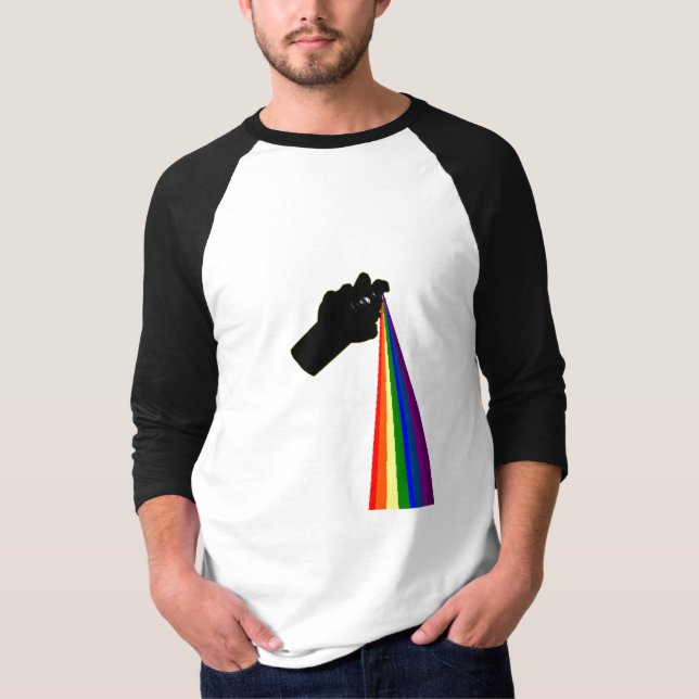 Sprutmålningsfärg regnbågen tee shirt (Framsida)
